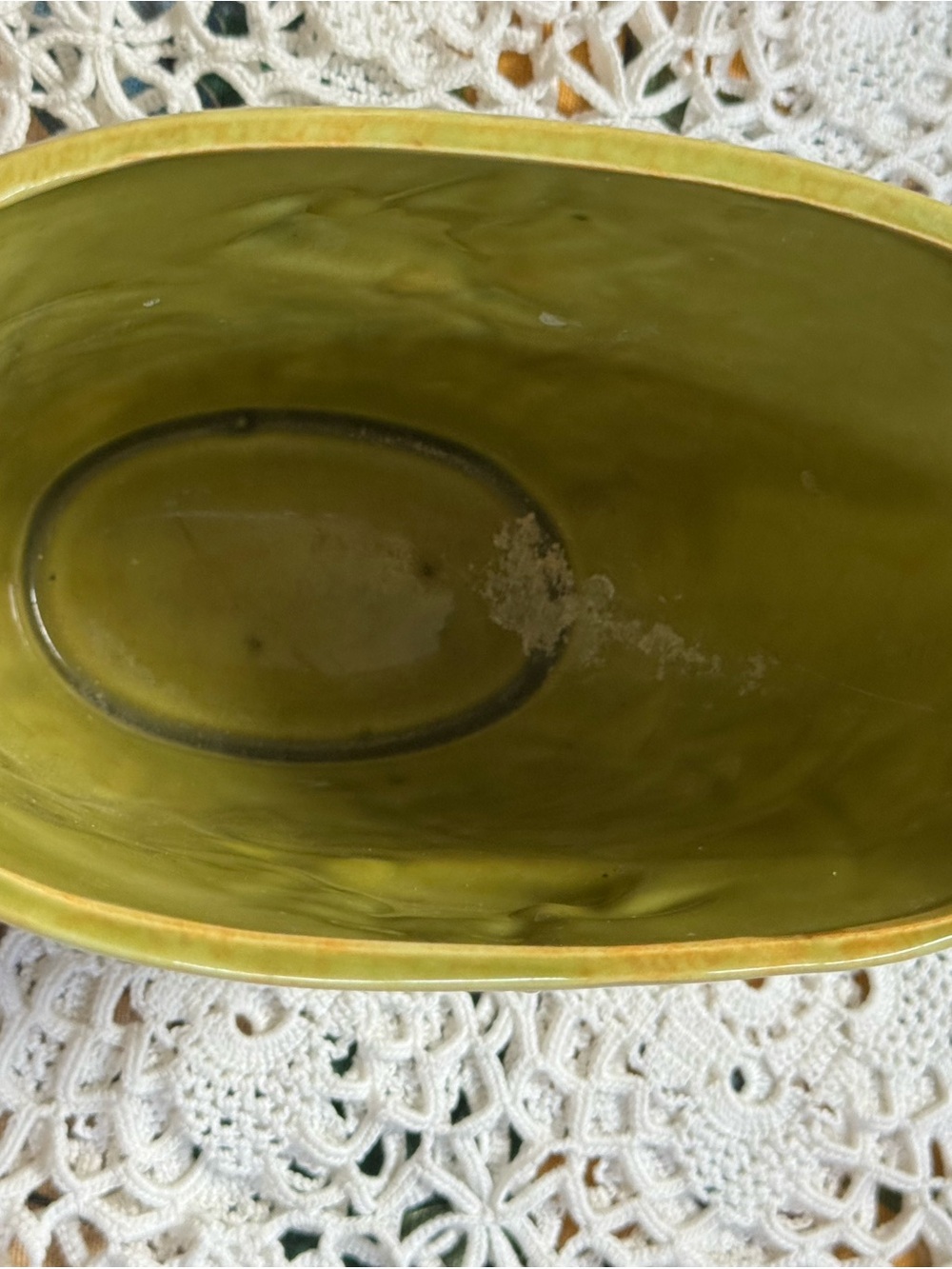Vintage Yellow-Green Ceramic Bird Relief Planter - Picture 4 of 8